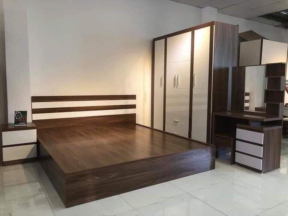 Giường gỗ giá rẻ được làm từ gỗ công nghiệp Melamine chống ẩm