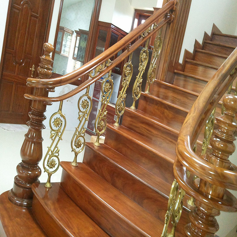 cầu thang sắt tay gỗ đẹp