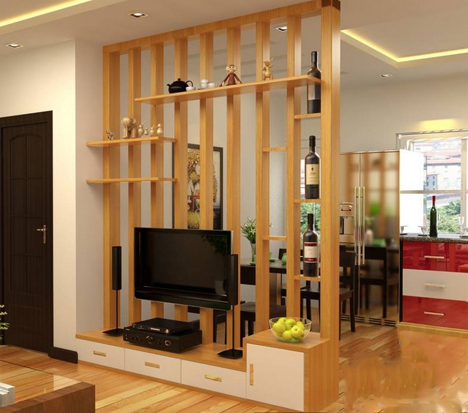 vách ngăn có tủ tv