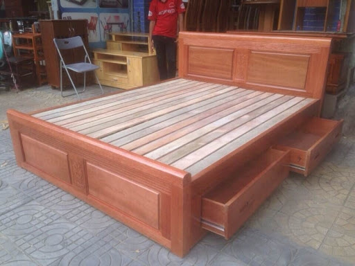 giường gỗ xoan có ngăn kéo