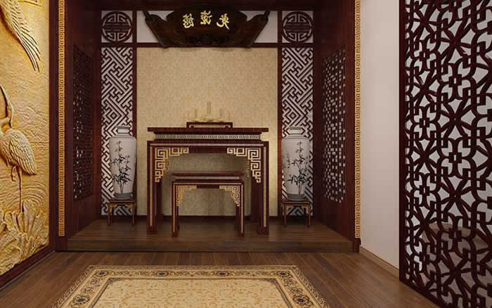 vách ngăn phòng thờ đẹp